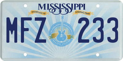 MS license plate MFZ233