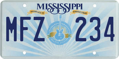 MS license plate MFZ234