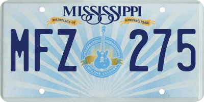 MS license plate MFZ275