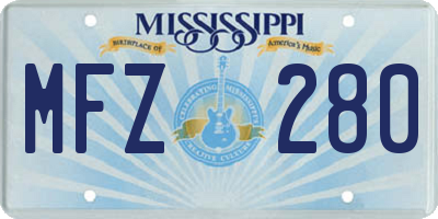 MS license plate MFZ280