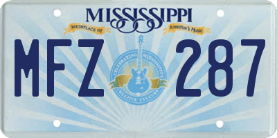 MS license plate MFZ287