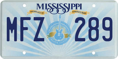 MS license plate MFZ289