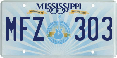 MS license plate MFZ303