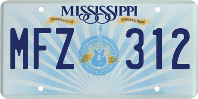 MS license plate MFZ312