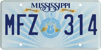 MS license plate MFZ314