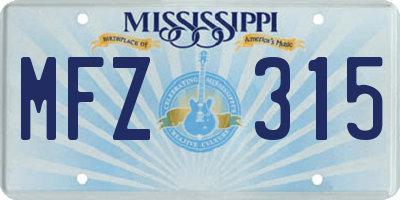 MS license plate MFZ315