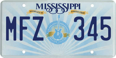 MS license plate MFZ345