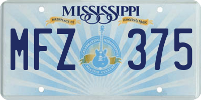 MS license plate MFZ375