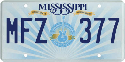 MS license plate MFZ377