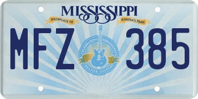 MS license plate MFZ385