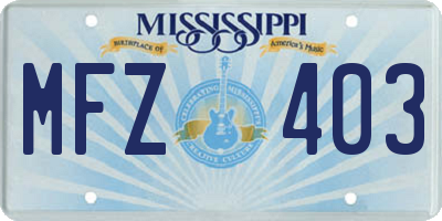 MS license plate MFZ403