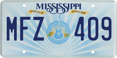 MS license plate MFZ409