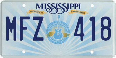 MS license plate MFZ418