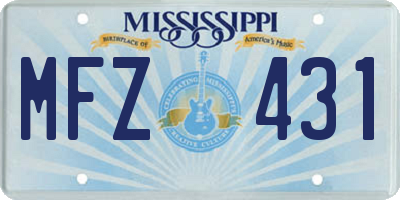 MS license plate MFZ431