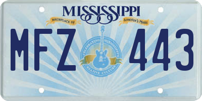 MS license plate MFZ443