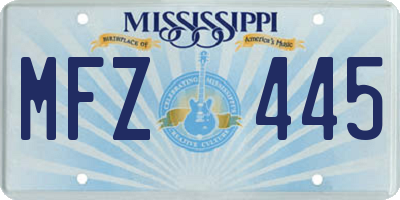 MS license plate MFZ445