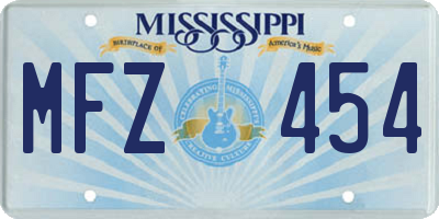 MS license plate MFZ454