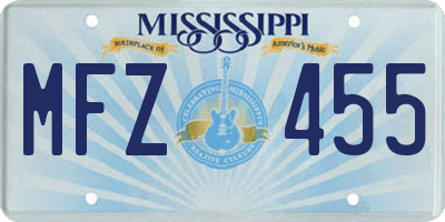 MS license plate MFZ455