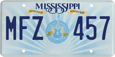 MS license plate MFZ457