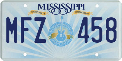 MS license plate MFZ458