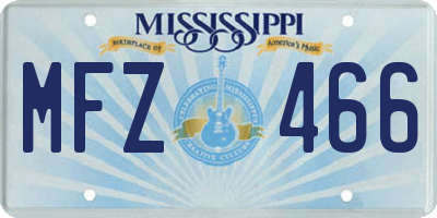 MS license plate MFZ466