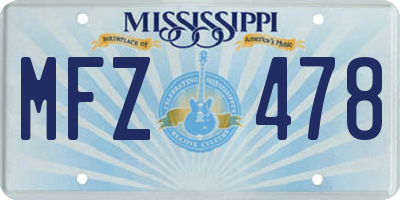 MS license plate MFZ478