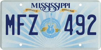 MS license plate MFZ492