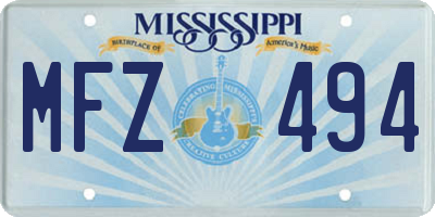 MS license plate MFZ494