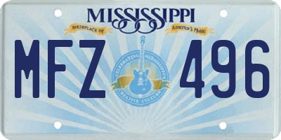 MS license plate MFZ496