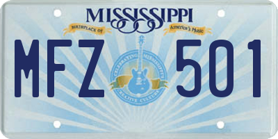 MS license plate MFZ501