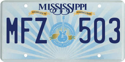 MS license plate MFZ503