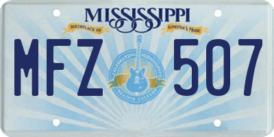 MS license plate MFZ507