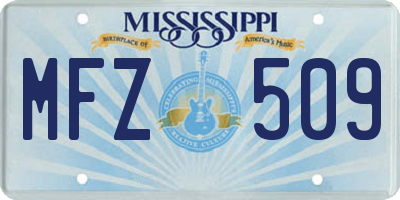 MS license plate MFZ509
