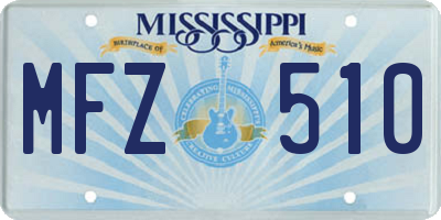 MS license plate MFZ510