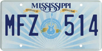 MS license plate MFZ514