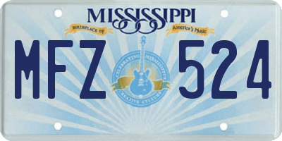 MS license plate MFZ524