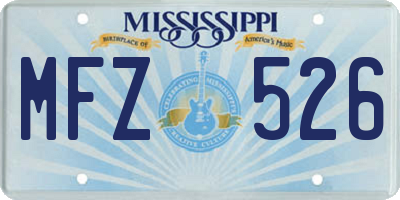 MS license plate MFZ526