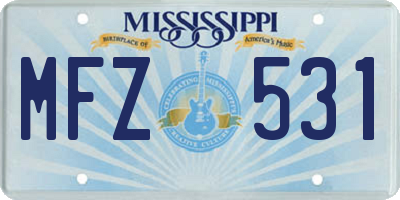 MS license plate MFZ531