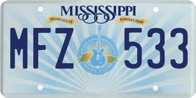 MS license plate MFZ533