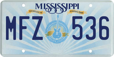 MS license plate MFZ536