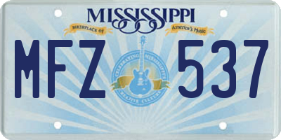 MS license plate MFZ537