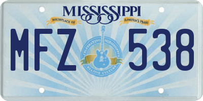 MS license plate MFZ538