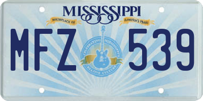 MS license plate MFZ539
