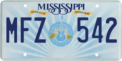 MS license plate MFZ542