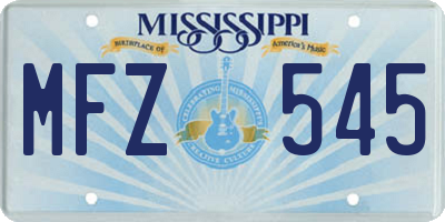 MS license plate MFZ545