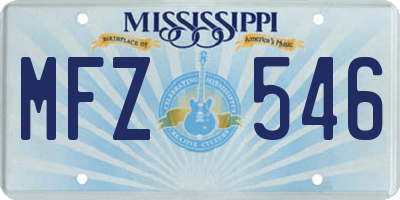 MS license plate MFZ546