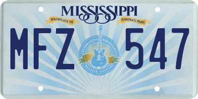 MS license plate MFZ547