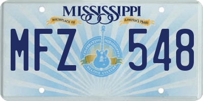 MS license plate MFZ548