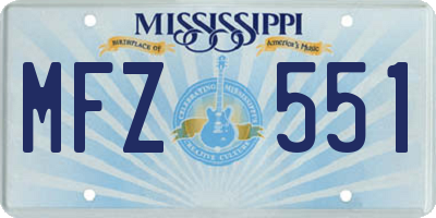MS license plate MFZ551