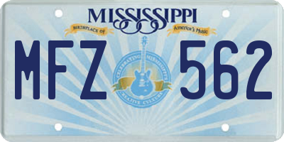 MS license plate MFZ562